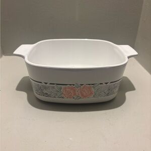 Vintage 1990s Corning Ware Silk Roses 1qt. Square Casserole Dish -no Lid